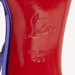 مملوكة مسبقًا صندل كريستيان لوبوتان مزدوج حرف ل كريستال أرجواني مزين شامواه مقاس 40.5