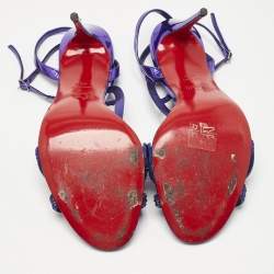 مملوكة مسبقًا صندل كريستيان لوبوتان مزدوج حرف ل كريستال أرجواني مزين شامواه مقاس 40.5