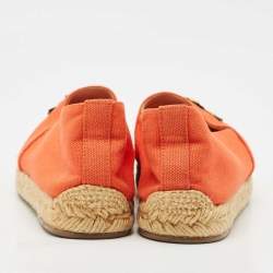 Pre Owned Christian Louboutin Orange Canvas Galia Espadrille Flats Size 35