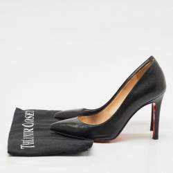 Pre Owned Christian Louboutin Black  Leather Pigalle Pumps Size 34