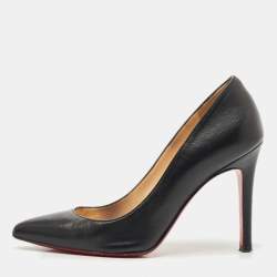 Pre Owned Christian Louboutin Black  Leather Pigalle Pumps Size 34