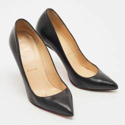 Pre Owned Christian Louboutin Black  Leather Pigalle Pumps Size 34