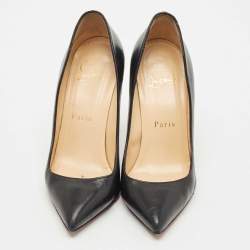 Pre Owned Christian Louboutin Black  Leather Pigalle Pumps Size 34