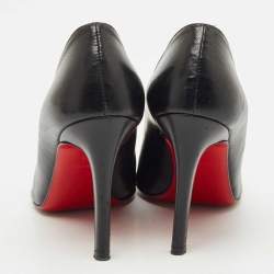 Pre Owned Christian Louboutin Black  Leather Pigalle Pumps Size 34