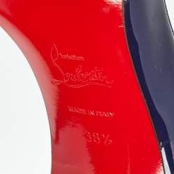 Pre Owned حذاء كعب عالي كريستيان لوبوتان إريزا ديورسي جلد لامع أزرق بحري مقاس 38.5