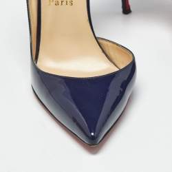 Pre Owned حذاء كعب عالي كريستيان لوبوتان إريزا ديورسي جلد لامع أزرق بحري مقاس 38.5