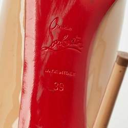 Pre Owned Christian Louboutin Beige Patent Leather New Very Prive Peep Toe Pumps Size 39