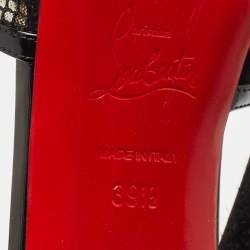 Pre Owned Christian Louboutin Black Suede and Mesh Mrs.Early T-Strap Sandals Size 39.5