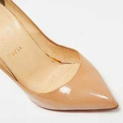 Pre Owned Christian Louboutin Beige Patent Leather Pigalle Pumps Size 36.5