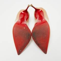 Pre Owned Christian Louboutin Beige Patent Leather Pigalle Pumps Size 36.5