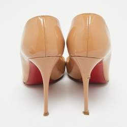 Pre Owned Christian Louboutin Beige Patent Leather Pigalle Pumps Size 36.5