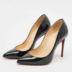 Pre Owned Christian Louboutin Black Patent Leather Pigalle Pumps Size 34