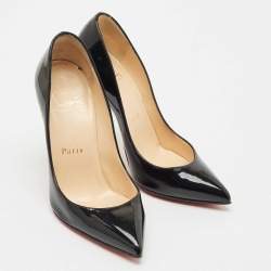 Pre Owned Christian Louboutin Black Patent Leather Pigalle Pumps Size 34