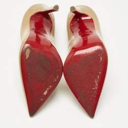 Pre Owned Christian Louboutin Beige Patent Leather Pigalle Pumps Size 37.5