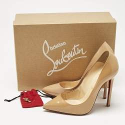 Pre Owned Christian Louboutin Beige Patent Leather Pigalle Pumps Size 37.5