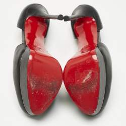 Pre Owned Christian Louboutin Black Leather Decalcoco Cross Strap Pumps 39