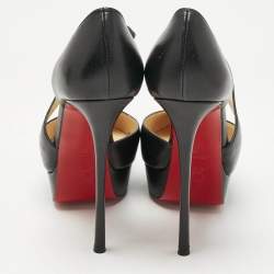 Pre Owned Christian Louboutin Black Leather Decalcoco Cross Strap Pumps 39