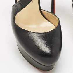 Pre Owned Christian Louboutin Black Leather Decalcoco Cross Strap Pumps 39