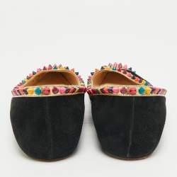 Pre Owned Christian Louboutin Tricolor Suede and Patent Leather Malabar Hill Ballet Flats Size 40.5