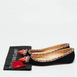Pre Owned Christian Louboutin Tricolor Suede and Patent Leather Malabar Hill Ballet Flats Size 40.5