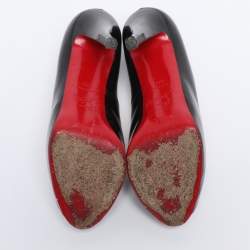 Pre Owned Christian Louboutin Black Patent Leather Very Prive Pumps Size 37.5