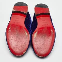 Pre Owned Christian Louboutin Blue Velvet Lace Up Oxford Size 38.5