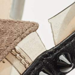 Pre Owned Christian Louboutin Tricolor Suede and PVC Paulina Slingback Pumps Size 40.5