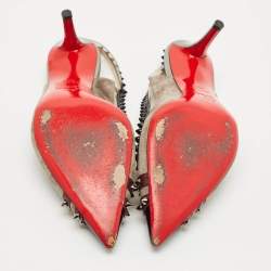 Pre Owned Christian Louboutin Tricolor Suede and PVC Paulina Slingback Pumps Size 40.5