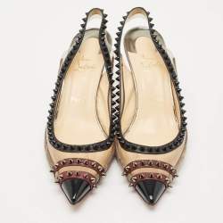 Pre Owned Christian Louboutin Tricolor Suede and PVC Paulina Slingback Pumps Size 40.5
