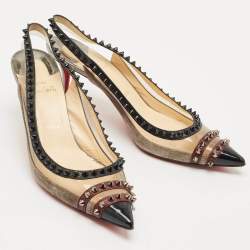 Pre Owned Christian Louboutin Tricolor Suede and PVC Paulina Slingback Pumps Size 40.5