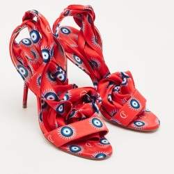 مملوكة مسبقًا صندل كريستيان لوبوتان ساندال دو ديزيرت عين شريرة ساتان أحمر/أزرق مقاس 37