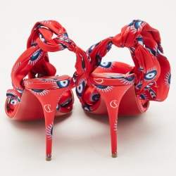 مملوكة مسبقًا صندل كريستيان لوبوتان ساندال دو ديزيرت عين شريرة ساتان أحمر/أزرق مقاس 37