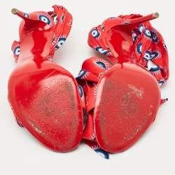 مملوكة مسبقًا صندل كريستيان لوبوتان ساندال دو ديزيرت عين شريرة ساتان أحمر/أزرق مقاس 37