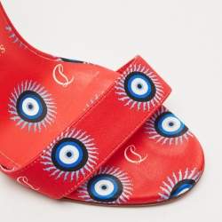 مملوكة مسبقًا صندل كريستيان لوبوتان ساندال دو ديزيرت عين شريرة ساتان أحمر/أزرق مقاس 37