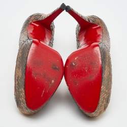 Pre Owned Christian Louboutin Multicolor Python Bianca Platform Pumps Size 38