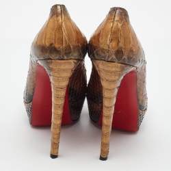 Pre Owned Christian Louboutin Multicolor Python Bianca Platform Pumps Size 38