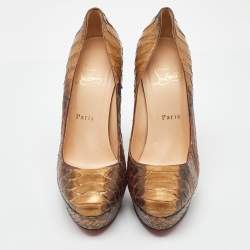 Pre Owned Christian Louboutin Multicolor Python Bianca Platform Pumps Size 38