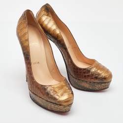 Pre Owned Christian Louboutin Multicolor Python Bianca Platform Pumps Size 38