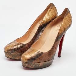 Pre Owned Christian Louboutin Multicolor Python Bianca Platform Pumps Size 38