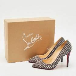 Pre Owned Christian Louboutin Multicolor Lurex Fabric Pigalle Follies Spikes Pumps Size 39