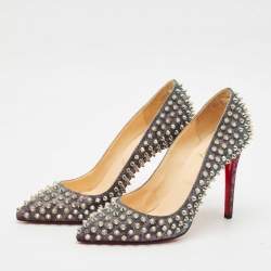 Pre Owned Christian Louboutin Multicolor Lurex Fabric Pigalle Follies Spikes Pumps Size 39