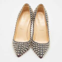 Pre Owned Christian Louboutin Multicolor Lurex Fabric Pigalle Follies Spikes Pumps Size 39