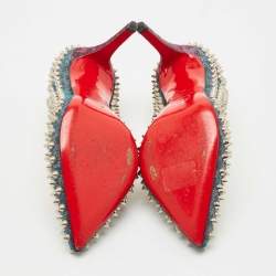 Pre Owned Christian Louboutin Multicolor Lurex Fabric Pigalle Follies Spikes Pumps Size 39