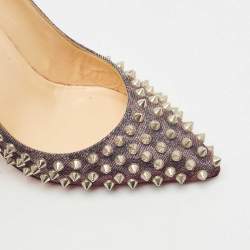 Pre Owned Christian Louboutin Multicolor Lurex Fabric Pigalle Follies Spikes Pumps Size 39
