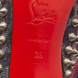 Pre Owned Christian Louboutin Multicolor Lurex Fabric Pigalle Follies Spikes Pumps Size 39