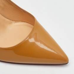 Pre Owned Christian Louboutin Beige Patent Leather Pigalle Pumps Size 39