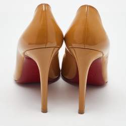 Pre Owned Christian Louboutin Beige Patent Leather Pigalle Pumps Size 39