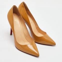 Pre Owned Christian Louboutin Beige Patent Leather Pigalle Pumps Size 39