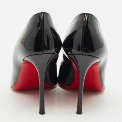 Pre Owned Christian Louboutin Black Patent Leather Chick Up Pumps Size 39.5