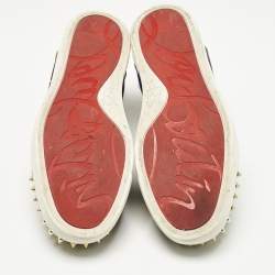 Pre Owned Christian Louboutin Multicolor Fabric and Suede Vieira Spikes Orlato Sneakers Size 38
